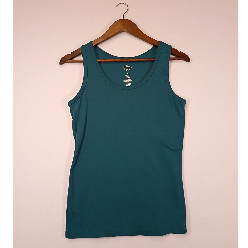 Casual St. Johns Bay Womens Medium Teal Blue 100% Cotton Essential Tank Top